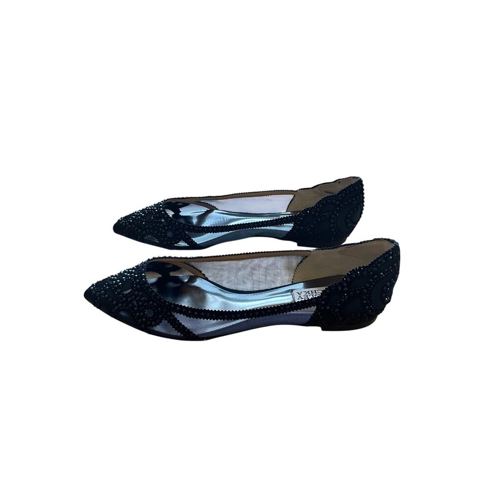 Badgley Mischka Gigi Crystal Pointed Toe Flats-sz 8.5